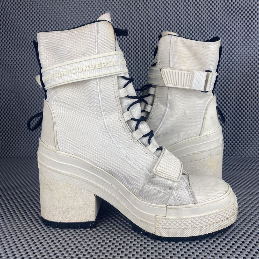 Converse Soho Survivor Heeled Platform Boots Womens 6 White Combat Boots Casual - Picture 3 of 9